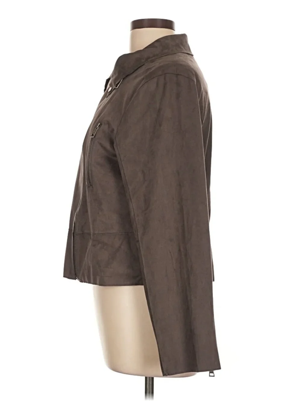 NWT Hutch Anthropologie Faux Suede Moto Jacket Taupe Gray Size L